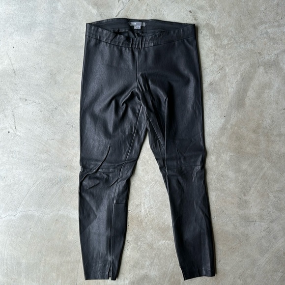 VINCE black leather fitted pants - Picture 1 of 4